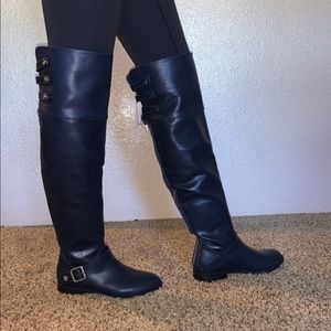 Dark navy knee high boots - shoe dazzle